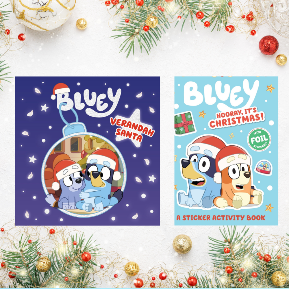 Bluey Christmas Pack of 2 Books: Verandah Santa & Hooray, It's