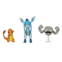 Pokemon Battle Figure Set - Charmander, Glaceon and Geodude