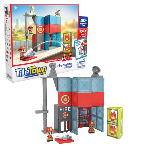 Tile Town Fire Station Magnetic Tiles Playset Aussie Toys Online